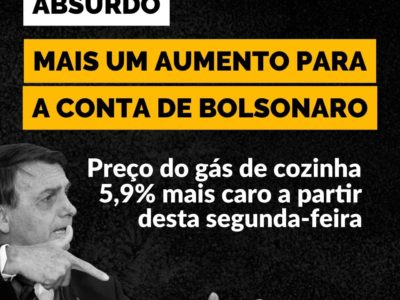 Bolsocaro: preço do gás de cozinha fica 5,9% mais caro a partir desta segunda-feira