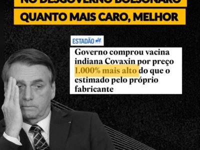 Bolsonaro compra vacina superfatura 1.000% mais cara